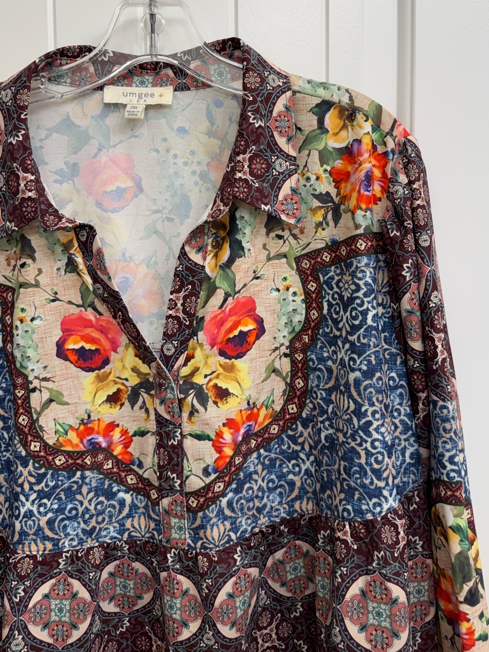 Umgee Multicolor western Floral Peasant Tunic cowgirl sz 2X - Picture 5 of 9
